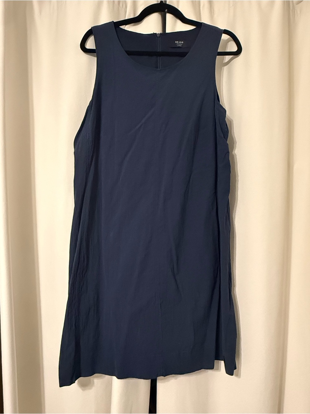 BRASS Navy Blue Sleeveless Mini Shift Dress in Size L